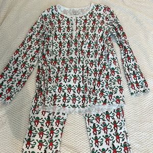 Roller Rabbit Christmas Monkey Pajamas, Size Small Top, Size XS Pants